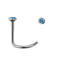 Piercing nez en acier chirurgical avec Cristal premium. Longueur:6,5mm. Diamtre:2,35mm. Coupe transversale :0,8mm.