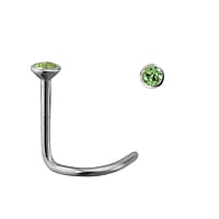 Piercing nez en acier chirurgical avec Cristal premium. Longueur:6,5mm. Diamtre:2,35mm. Coupe transversale :0,8mm.