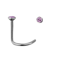 Surgical steel nose piercing with Premium crystal. Length:6,5mm. Diameter:2,35mm. Cross-section:0,8mm.