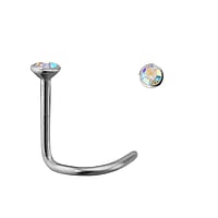 Surgical steel nose piercing with Premium crystal. Length:6,5mm. Diameter:2,35mm. Cross-section:0,8mm.