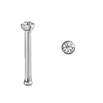 Chirurgisch stalen neuspiercing met Kristal. Lengte:6,5mm. Diameter:2mm. Doorsnede:0,8mm.