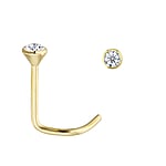 Genuine gold nose piercing with 18K Gold and Crystal. Length:6,5mm. Width:2,5mm. Cross-section:0,8mm.