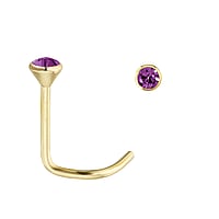 Genuine gold nose piercing with 18K Gold and Crystal. Length:6,5mm. Width:2,5mm. Cross-section:0,8mm.