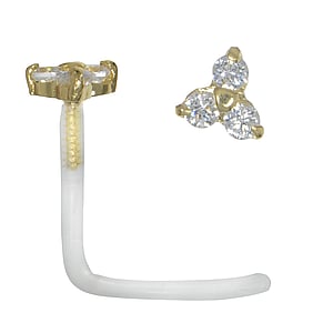 Piercing de oro para la nariz Bioplast Oro de 18K Cristal Flor Hoja Diseño_floral