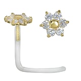 Genuine gold nose piercing Bioplast 18K Gold Crystal Flower