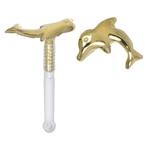 Echtgold Nasenpiercing Bioplast Gold 18K Delphin Delfin