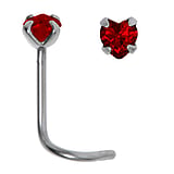 Surgical steel nose piercing Surgical Steel 316L zirconia Heart Love