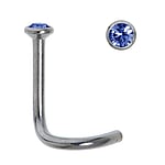 Surgical steel nose piercing with Crystal. Length:6,5mm. Diameter:2,3mm. Cross-section:1,0mm.