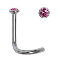 Surgical steel nose piercing with Crystal. Length:6,5mm. Diameter:2,3mm. Cross-section:1,0mm.