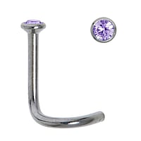 Piercing per naso in acciaio chirurgico in Metallo chirurgico 316L con Cristallo. Lunghezza:6,5mm. Diametro:2,3mm. Sezione:1,0mm.