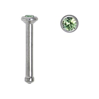 Surgical steel nose piercing with Crystal. Length:6,5mm. Diameter:2,1mm. Cross-section:1,0mm.