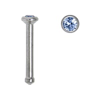 Chirurgisch stalen neuspiercing met Kristal. Lengte:6,5mm. Diameter:2,1mm. Doorsnede:1,0mm.