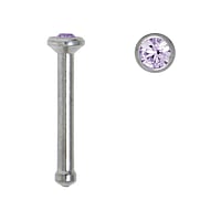 Surgical steel nose piercing with Crystal. Length:6,5mm. Diameter:2,1mm. Cross-section:1,0mm.