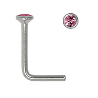 Chirurgisch stalen neuspiercing met Kristal. Lengte:6,5mm. Diameter:2,4mm. Doorsnede:0,8mm.