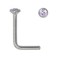 Surgical steel nose piercing with Crystal. Length:6,5mm. Diameter:2,4mm. Cross-section:0,8mm.