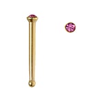 Surgical steel nose piercing with PVD-coating (gold color) and Crystal. Length:6,5mm. Diameter:1,4mm. Length:6,5mm. Cross-section:0,8mm.