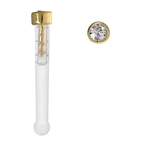 Gouden neus piercing uit Bioplast met Kristal. Diameter:2mm.
