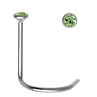 Chirurgisch stalen neuspiercing met Premium kristal. Lengte:6,5mm. Diameter:1,8mm. Doorsnede:0,6mm.