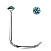 Piercing nez en acier chirurgical avec Cristal premium. Longueur:6,5mm. Diamtre:1,8mm. Coupe transversale :0,6mm.