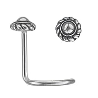 Piercing per naso in acciaio chirurgico in Metallo chirurgico 316L. Lunghezza:6,5mm. Diametro:3,5mm. Sezione:0,8mm.  Eterno Eterna Passante Infinto Eternit Infinit Immensit Intrecciato Tortuoso 8 Fiore