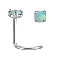 Surgical steel nose piercing with Synthetic opal. Length:6,5mm. Diameter:3mm. Cross-section:0,8mm. Stone(s) are fixed in setting.