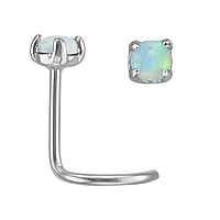 Chirurgenstahl Nasenpiercing mit Synthetischer Opal. Lnge:6,5mm. Durchmesser:3mm. Querschnitt :0,8mm. Stein(e) durch Fassung fixiert.