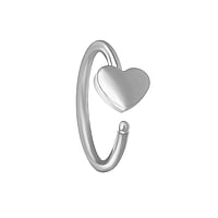 Neusring uit Chirurgisch staal 316L. Breedte:4mm. Diameter:8mm. Doorsnede:1,0mm.  hart liefde