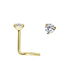 Piercing d'or vritable pour le nez avec Zircon. Diamtre:2mm. Longueur:5mm. Pierre(s) fixe(s) par la monture.