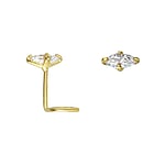 Genuine gold nose piercing with 14K gold and zirconia. Width:4,5mm. Length:5mm. Stone(s) are fixed in setting.