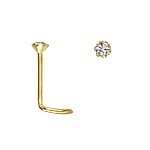 Genuine gold nose piercing with 14K gold and zirconia. Diameter:1,8mm. Length:5mm. Stone(s) are fixed in setting.