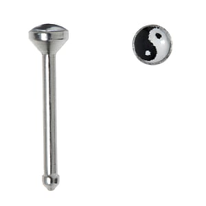 Surgical steel nose piercing Surgical Steel 316L Glass Yin_Yang Taijitu