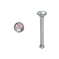 Chirurgisch stalen neuspiercing met Premium kristal. Lengte:6,5mm. Diameter:2,35mm. Doorsnede:0,8mm.