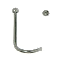 Surgical steel nose piercing Length:6,5mm. Diameter:1,5mm. Cross-section:0,8mm.