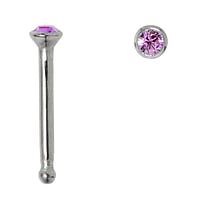 Chirurgisch stalen neuspiercing met Kristal. Lengte:6,5mm. Diameter:1,8mm. Doorsnede:0,8mm.