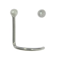 Surgical steel nose piercing with Synthetic Pearls. Length:6,5mm. Diameter:2mm. Cross-section:0,8mm.