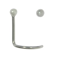 Piercing per naso in acciaio chirurgico in Metallo chirurgico 316L con Perla sintetica. Lunghezza:6,5mm. Diametro:2mm. Sezione:0,8mm.