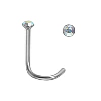 Surgical steel nose piercing with Crystal. Length:6,5mm. Diameter:2mm. Cross-section:0,8mm.