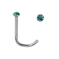 Chirurgisch stalen neuspiercing met Kristal. Lengte:6,5mm. Diameter:2mm. Doorsnede:0,8mm.