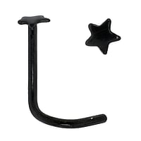 Surgical steel nose piercing with Black PVD-coating. Length:6,5mm. Width:3,2mm. Cross-section:0,8mm.  Star