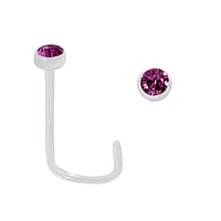 Bioplast nose piercing with Crystal. Cross-section:1mm. Length:6,5mm. Diameter:2,8mm.