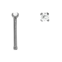 Chirurgisch stalen neuspiercing met Kristal. Lengte:6,5mm. Breedte:1,8mm. Doorsnede:0,8mm. Steen/stenen met vatting gefixeerd.