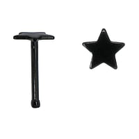 Piercing de nariz de acero quirrgico con Revestimiento PVD (negro). Longitud:6,5mm. Ancho:4mm. Corte transversal:0,8mm.  Estrella