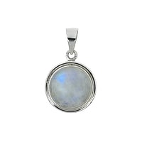 Stone pendant out of Silver 925 with Moonstone. Width:18mm. Eyelet's transverse diameter:6mm. Eyelet's longitudinal diameter:7,4mm.