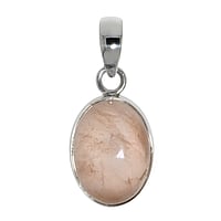 Pendentif de pierre en Argent 925 avec Quartz rose. Largeur:16mm. Longueur:20mm. Diamtre d'oeillet transversal:5,8mm. Diamtre d'oeillet longitudinal:7,3mm.