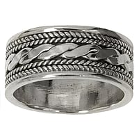 Silver ring Width:8,5mm. Shiny. Flat.  Tribal pattern