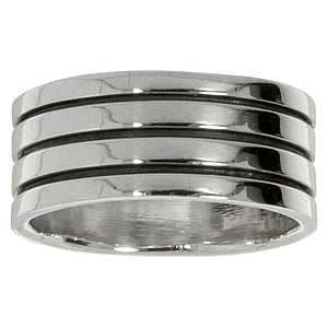 Silver ring Silver 925 Stripes Grooves Rills