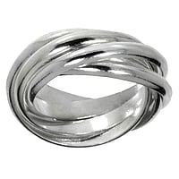 Silberring Breite:9mm. 5 verschlungene Ringe. Glänzend. Abgerundet.  Ewig Schlaufe Endlos Unendlich Ewigkeit Unendlichkeit Geflochten Verschlungen 8