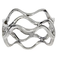 Bague en argent Largeur:10mm. brillant.  Vague Onde Lame