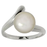 Silver ring with pearls with Fresh water pearl. Width:14mm. Shiny.