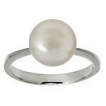 Silver ring with pearls with Fresh water pearl. Width:10mm. Shiny.